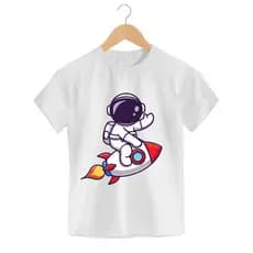 Camiseta Camisa Blusa Infantil Astronauta Figuete Planeta Terra Lua Céu Universo Capacete Nasa