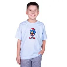 Camiseta Infantil Sonic de Natal Estampa Encantada e Fofa Desenho Animado Menino Menina