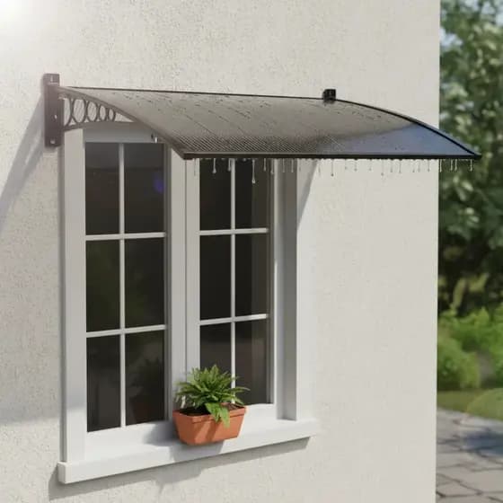 Toldo Slim em Policarbonato 90cm x 50cm Cobertura Contra Chuva P/ Janelas Portas Resistente Raios UV