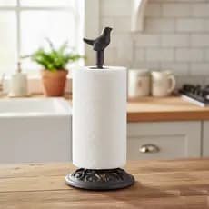 Porta Papel Toalha Decorativo Colonial Passarinho em Metal Fundido Retrô Cozinha 35cm