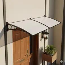 Toldo Slim em Policarbonato 1,20x0,50m Cobertura Contra Chuva P/ Janelas Portas Resistente Raios UV