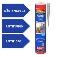 Silicone Acético Antifungo Uso Geral Para box, Esquadrias, Pias, Cubas, Janelas Vedatudo Dryko