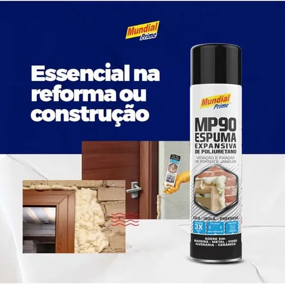 Espuma Expansiva Mundial Prime 300Ml/190G-porta-janela-telhado-uso geral