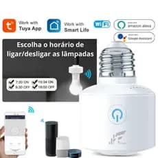 Soquete Wifi Casa Inteligente E27 Bocal Lâmpada Compatível com Alexa Google Home