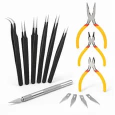 Kit 3 Alicates + 6 Pinças Antiestáticas + 1 Estilete Com 5 Lâminas Ferramenta Precisão Antiestáticas