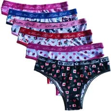 Kit 6 Calcinhas Tanga Algodão Cós Largo Elástico