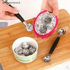 PRS Cozinha Inoxidável Roubar Bola De Melão De Ponta Dupla Colher De Sorvete De Frutas TY