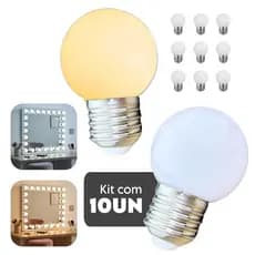 Kit 10 Lampada Led 4w G45 Bolinha Bulbo Cordão Varal Camarim 3w