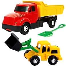 Kit Carrinhos Brinquedo Infantil Caminhão Basculante Trator Carregadeira Fazenda Presente