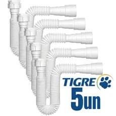 Kit Sifão Tigre Sanfonado Ajustável Multiuso Flexível Pia Lavatório Tanque Extensível Universal