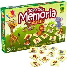 Jogo da Memória Infantil Animais Brinquedos Educativos Pedagógicos Aprende Inglês Português Didático