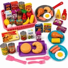 Kit Comidinhas Brinquedo Menina Frutas Legumes Cestinha Mercado Frigideira Panela Feirinha Presente