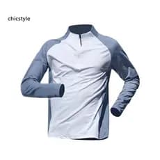Men Casual Tops Regular Fit Shirts Men’s Quick Dry Long Sleeve Half-zip Shirt – Lightweight Uv Protection Tee for Ru