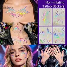 chicstyle 5 Folhas De Adesivos De Tatuagem Não Irritantes Para Pele Sensível Decalques Hipoalergênicos Temporários Tatua