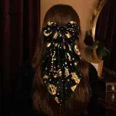 chicstyle Decoração De Cabelo Fofa De Halloween , Laço De Malha De Morcego De Abóbora Com Carimbo Quente Para Eventos De