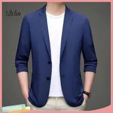 Formal Suit Coat Men Jacket Men's Business Single Breasted Long Sleeve Blazer with Lapel Solid Color Workwear Pockets fo