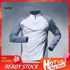 Quick-drying stand-up collar zipper long-sleeved half-zip track and field sportswear men's running fitness training clot