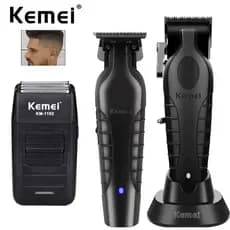 Kit Kemei Máquina de cortar cabelo + Máquina De Acabamento + Shaver Barbeador KM 2296 2299 1102 - Bivolt