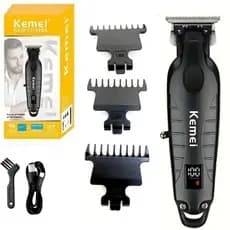 Máquina De Acabamento Profissional Original Kemei Km 2293 Com Visor LCD Barbeador Elétrico - Bivolt