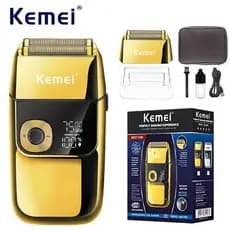 Máquina de Barbear Barbeador Shaver Elétrico Kemei KM-2028 Recarregável Display LCD - Bivolt