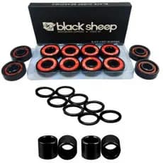 Rolamento Skate Black Sheep Preto Precisão + Espaçadores e arruelas - Kit