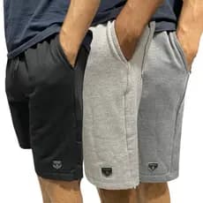 Kit 3 BERMUDA MOLETOM MOLETON MASCULINA ACADEMIA 4 BOLSOS