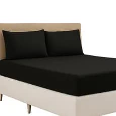 Jogo de Lençol Cama Casal Padrão Box 03 Peças Liso C/ Elástico 1,88m x 1,38m x 20cm - VARIAS CORES