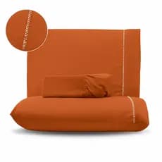 Kit Lençol Cama Casal Box Padrão 400 fios Percal 03 Peças Ponto Palito Super Macio e Suave