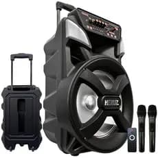 Caixa Amplificada Som Potente Alto Grande 110/220v Microfones Sem Fio Karaoke