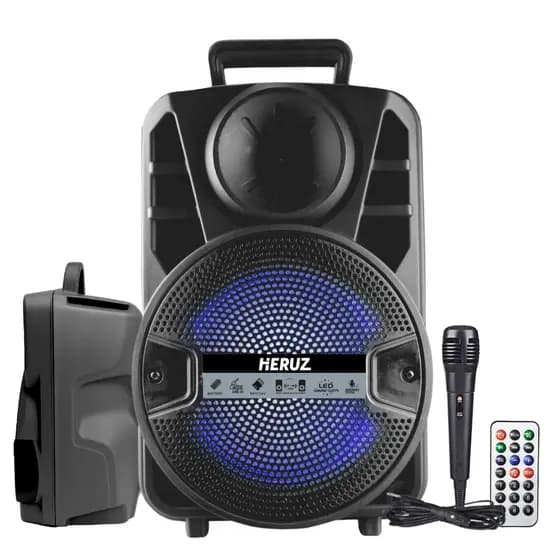 Caixa de Som Bluetooth com Microfone Controle Grande Potencia MP3 MIC com Fio P10