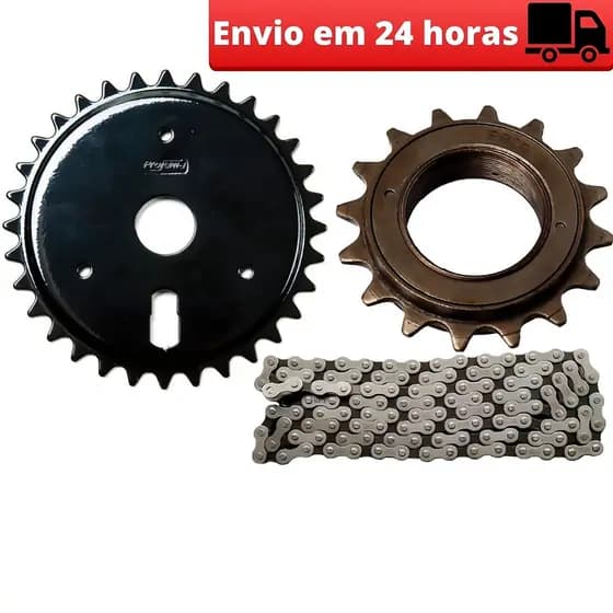 Kit Relação Bike aro 16 20 Mtb Catraca Corrente Coroa Bicicleta Infantil