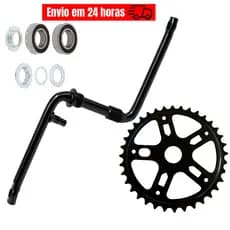 Kit Pé de Vela Pedivela Monobloco 26 + Coroa 36 Dentes + Movimento Central 45mm Rolamento NECO