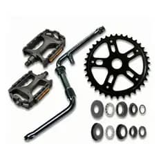 Pedivela Aro 20 Monobloco + Coroa 36 Dentes + Pedal + Movimento Central Preto Esferado Bicicleta Bike