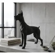Escultura Cachorro Low Poly Decorativa 3D Estátua Moderna Minimalista Preta para Sala Escritório Decoração Geek/Art