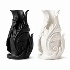 Vaso Decorativo Moderno Escultural Minimalista Luxo Elegante Preto Branco Fosco Luxo