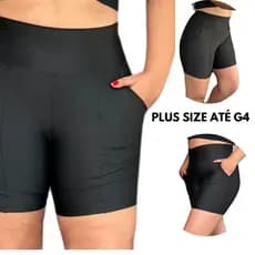 Bermuda Suplex Plus Size Short Legging Meia Coxa Com Bolso E Cintura Alta do M ao G4