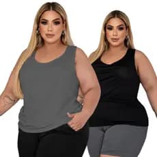 Kit 2 Blusas Regatas Femininas Plus Size Academia Treino Nadador Dry Fit Fresquinhas e Leve GG ao G4