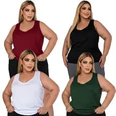 Kit 4 Regatas Fitness Femininas Academia Dry Fit Nadador Plus Size Moda Esportes Respirável Premium