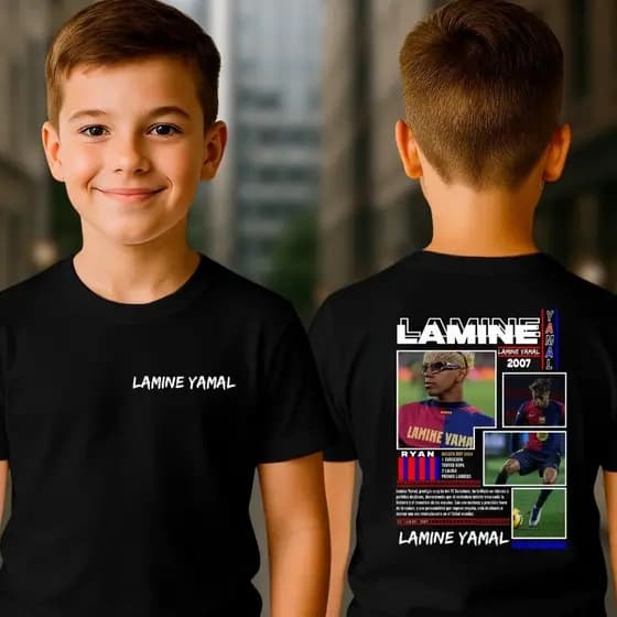 Camiseta Unissex Infantil Juvenil Camisa Lamine Yamal Jogador Futebol Espanhol Promessa Visca