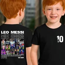 Camiseta Infantil Lionel Léo Messi M10 Jogador Camisa Futebol ET Gênio Goat Camisa 10 Melhor Mundo