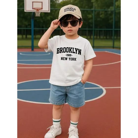 Camiseta Infantil Camisa Juvenil Menino 100% Algodão Premium Estampa Brooklyn Diversas Cores