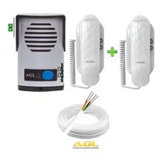 Kit Agl Interfone Residencial Com 2 Fones + 60 Mts Cabo