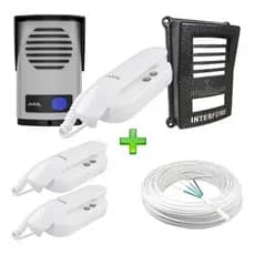 Porteiro Agl Com 3 Interfones + Protetor + 60 Metros De Cabo