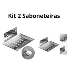 Kit 2 Saboneteira De Aço Inox Prata Luxuosa De Banheiro Resistente Fácil Instalação envio imediato