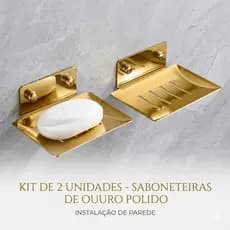 Kit 2 Saboneteira De Aço Inox Dourada Luxuosa De Banheiro Resistente Fácil Instalação envio imediato