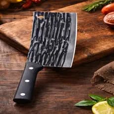 Cutelo Profissional de Cozinha Aço Inoxidável Faca Açougueiro Ultra Afiada Cabo Ergonômico envio imediato