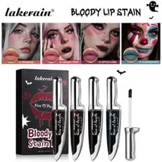 Lakerain Bloody Lip Staint Preto Halloween Gótico Gloss kit Vampiro Sangue Vermelho Roxo Verde Longa Duração 24 Horas À