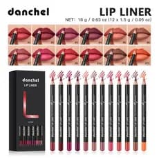 Conjunto De Delineador Labial Danchel 12 Unidades , Lápis Fosco À Prova D'água De Manchas , Textura Cremosa Suave , Cont