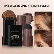 Lakerain 2 Peças Conjunto De Cabelo Cinza Capa Bastão + Pó De Linha Fina À Prova D'água De Suor Raiz Instantânea Retoque