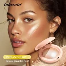 Lakerain Luz Positiva Toque Sedoso Iluminador Paleta Natural Brilho Shimmer Pó Espelho De Maquiagem